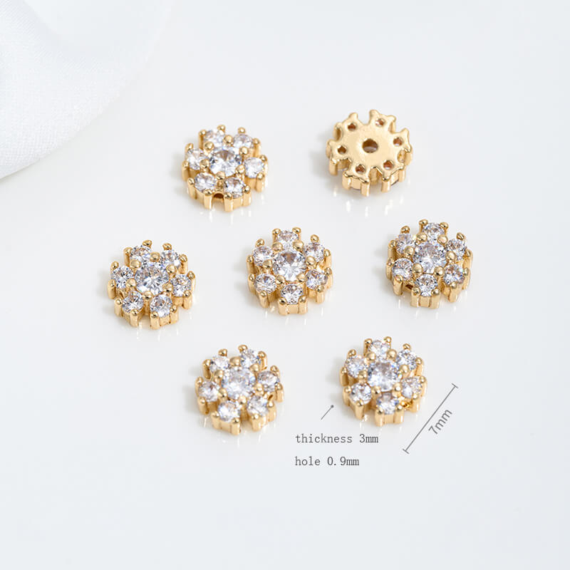 Inlaid with colorful zirconium small flowers, peach blossoms and plum blossoms spacer beads Z427