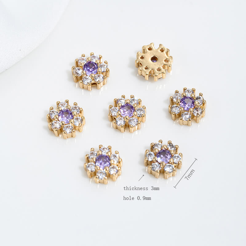 Inlaid with colorful zirconium small flowers, peach blossoms and plum blossoms spacer beads Z427