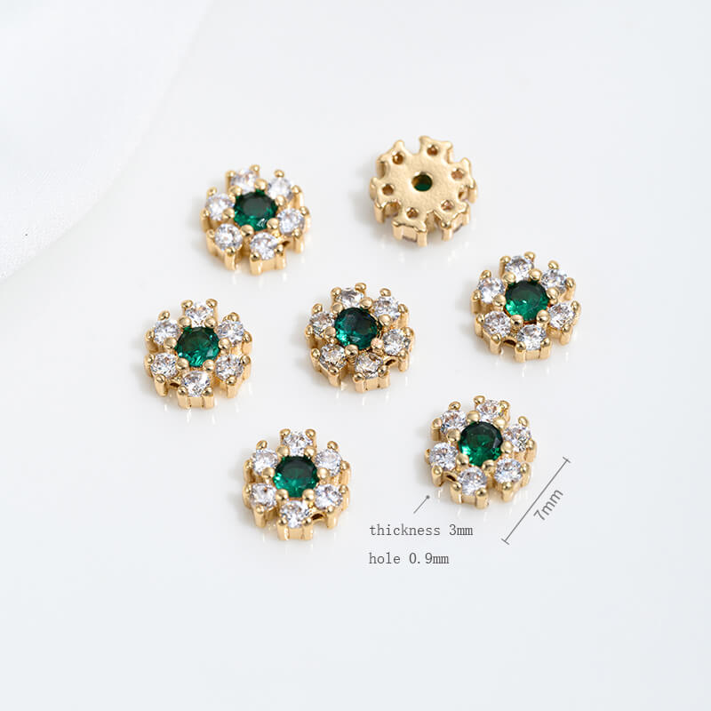 Inlaid with colorful zirconium small flowers, peach blossoms and plum blossoms spacer beads Z427