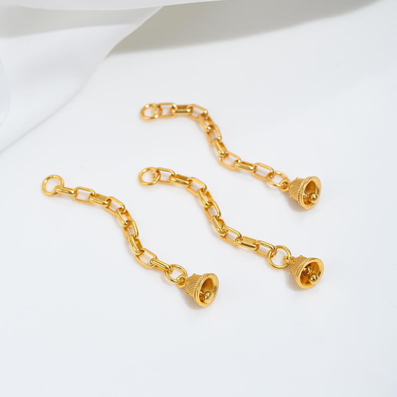 Pearl-inlaid ring cat head spacer bead hanging bead bell chain tassel pendant