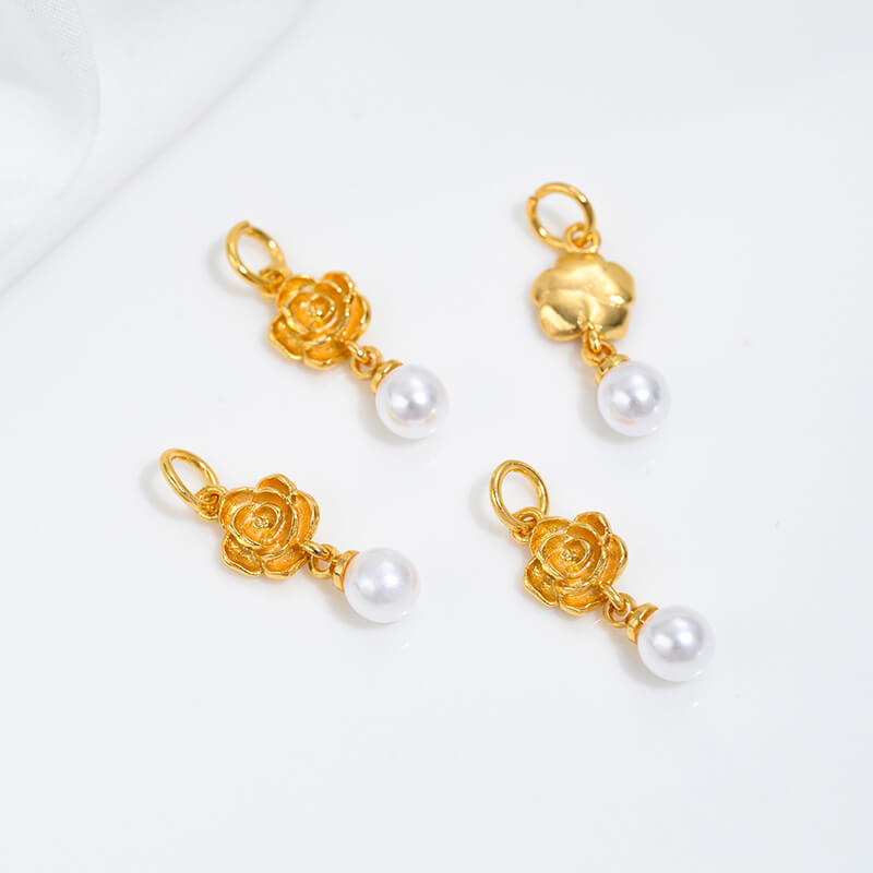 Pearl-inlaid ring cat head spacer bead hanging bead bell chain tassel pendant