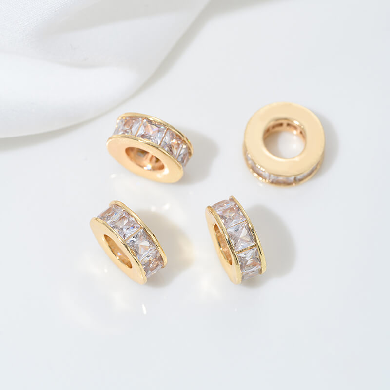 Inlaid with colored zircon wheel bead spacer with large hole spacer