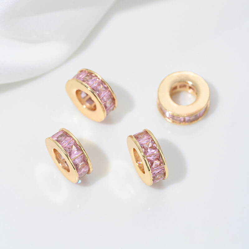 Inlaid with colored zircon wheel bead spacer with large hole spacer