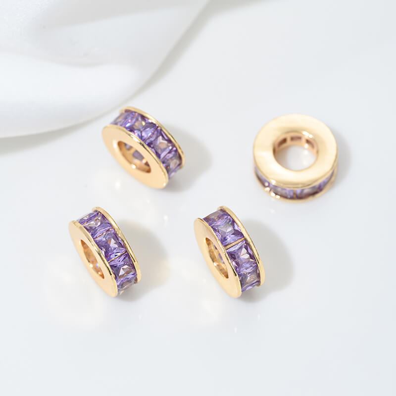 Inlaid with colored zircon wheel bead spacer with large hole spacer
