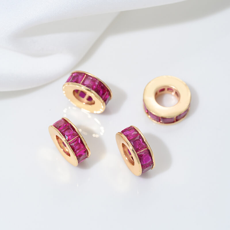 Inlaid with colored zircon wheel bead spacer with large hole spacer