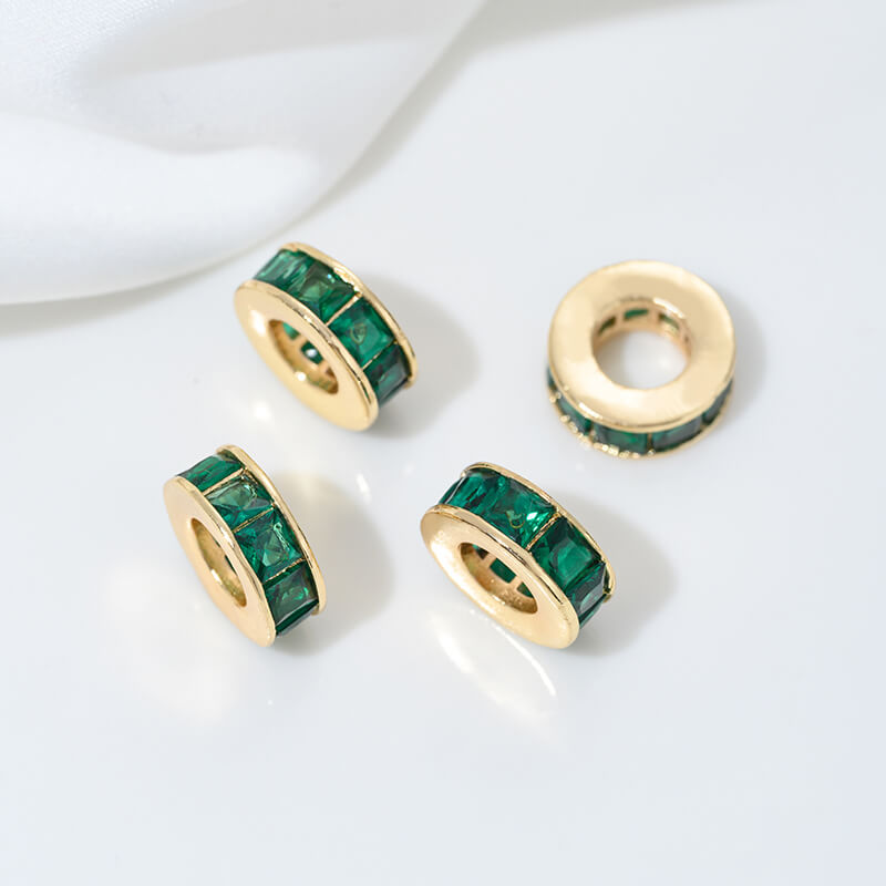Inlaid with colored zircon wheel bead spacer with large hole spacer