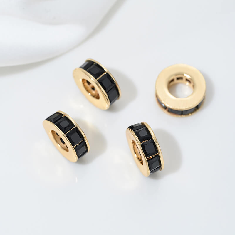 Inlaid with colored zircon wheel bead spacer with large hole spacer