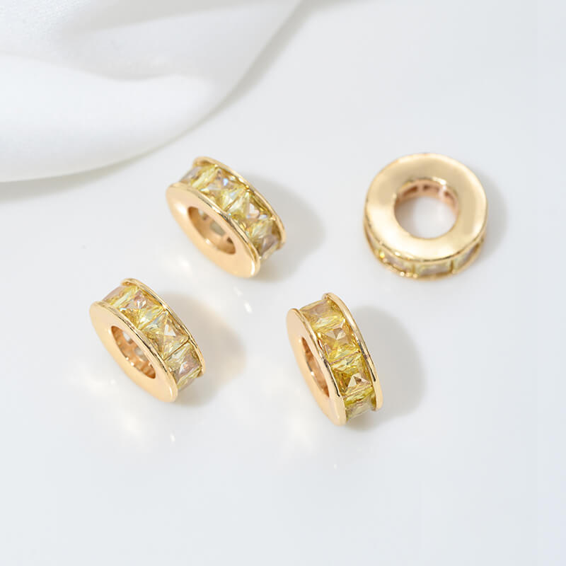 Inlaid with colored zircon wheel bead spacer with large hole spacer