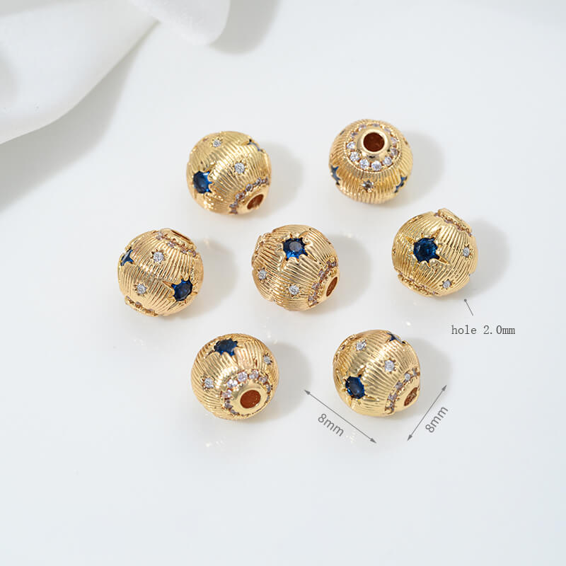 14K gold-plated zirconium spacer bead accessories with large holes