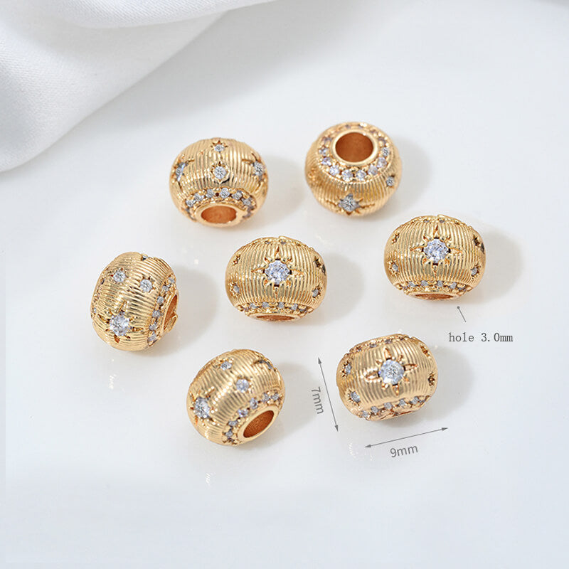 14K gold-plated zirconium spacer bead accessories with large holes
