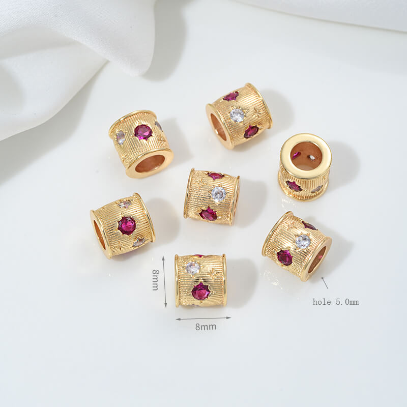 14K gold-plated zirconium spacer bead accessories with large holes