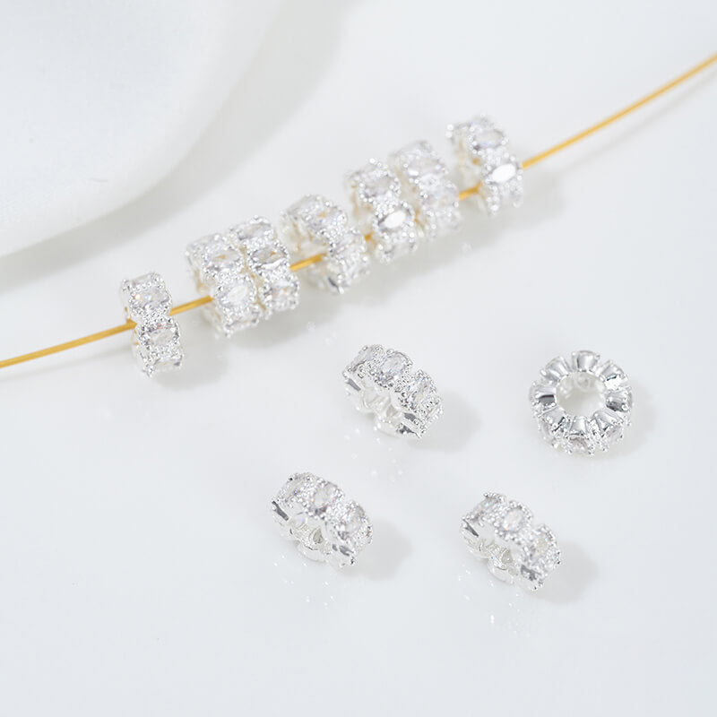 Micro-inlaid zircon 14K gold-plated color-preserving snowflake isolation beads