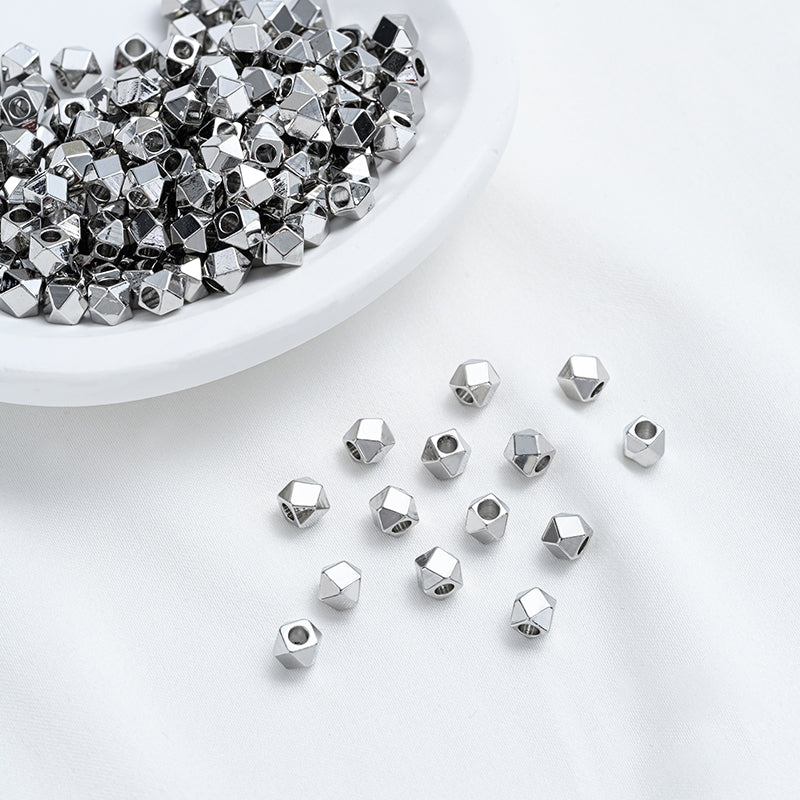 White k 14K gold-plated cut corner beads polygonal cut loose beads 10 pcs