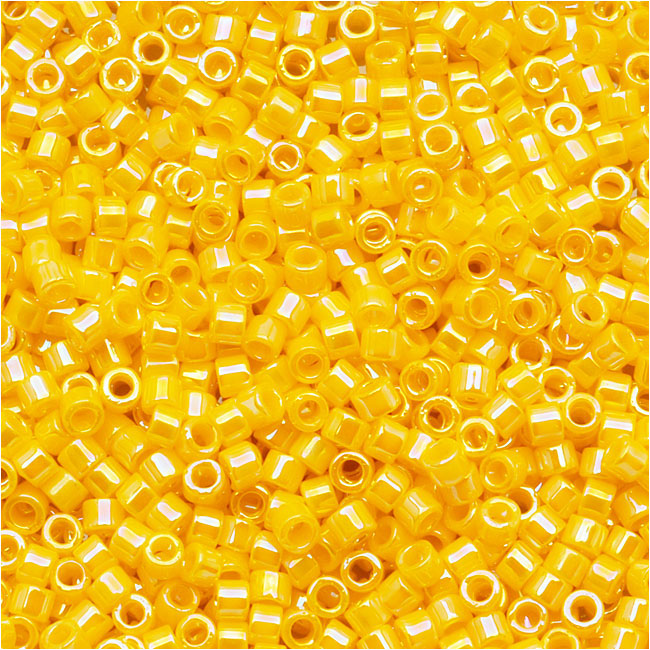Miyuki Delica Seed Beads, 11/0 Size, Opaque Canary AB Yellow DB1572 (2.5" Tube)
