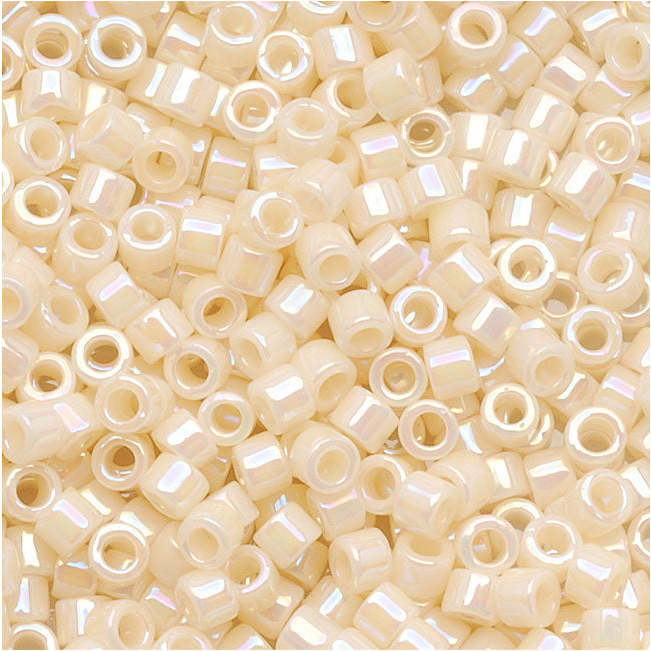 Miyuki Delica Seed Beads, 11/0 Size, Opaque Cream AB DB157 (10 Grams)