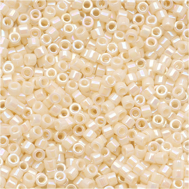 Miyuki Delica Seed Beads, 11/0 Size, Opaque Cream AB DB157 (10 Grams)