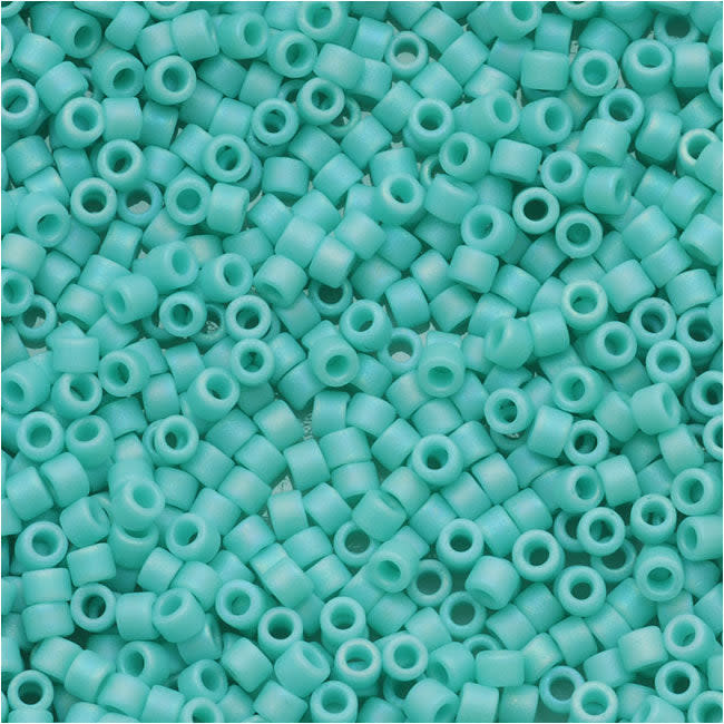 Miyuki Delica Seed Beads, 11/0 Size, Matte Opaque Sea Opal AB DB1595 (10 Grams)