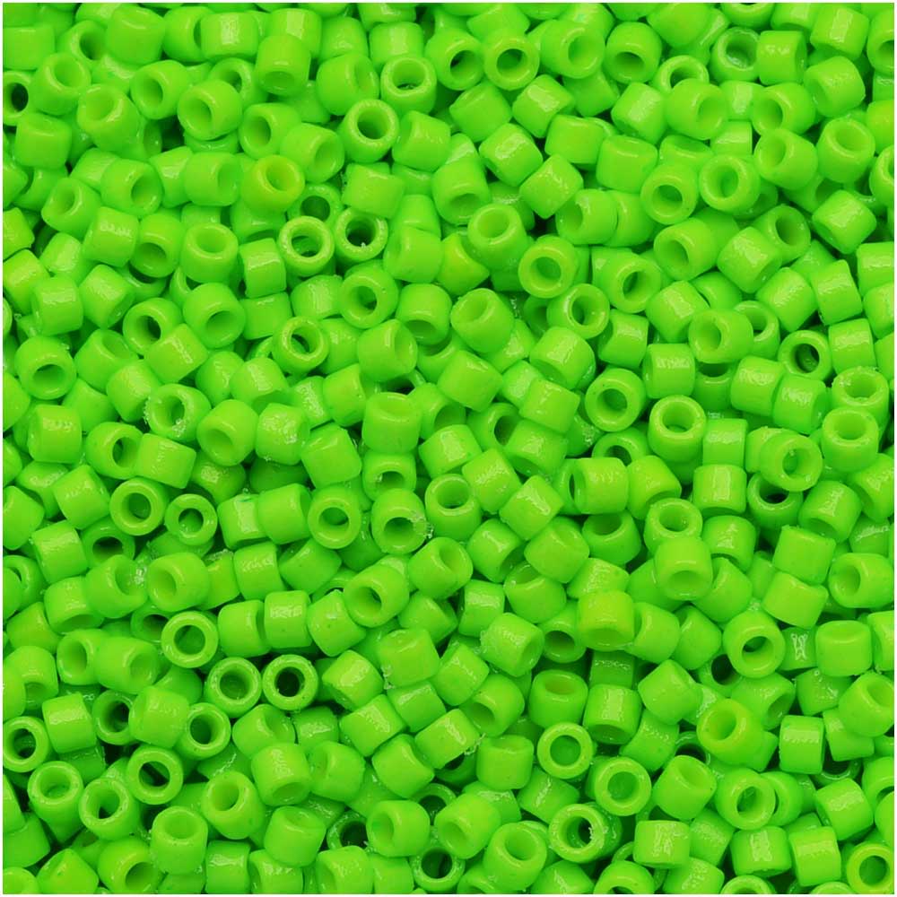 Miyuki Delica Seed Beads, 11/0 Size, Duracoat Opaque Kiwi Green DB2121 (10 Grams)