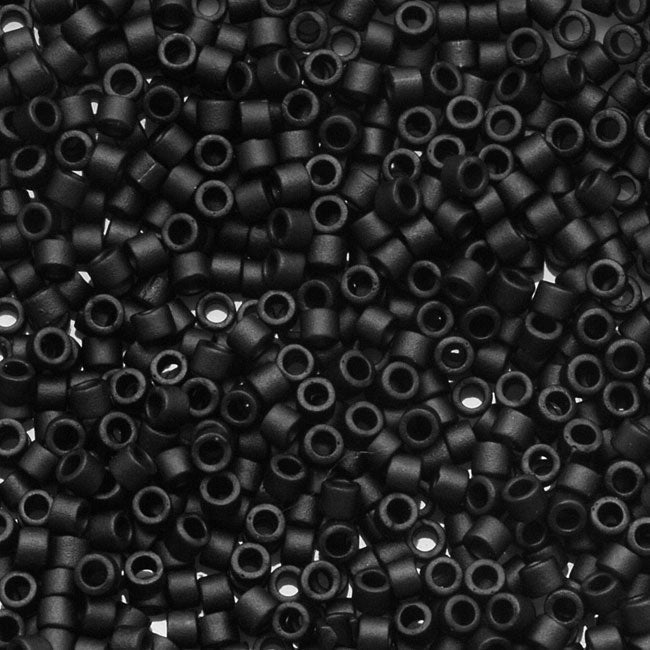 Miyuki Delica Seed Beads, 11/0 Size, Matte Black Opaque DB310 (2.5" Tube)
