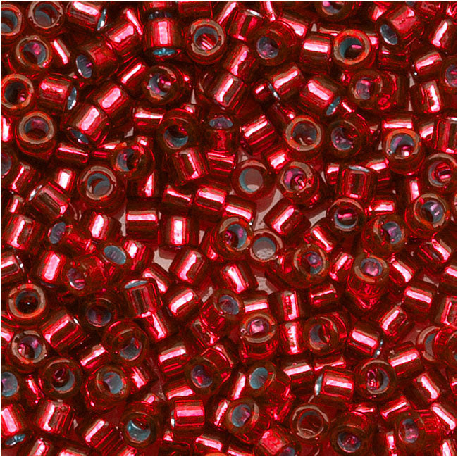 Miyuki Delica Seed Beads, 11/0 Size, Silver Lined Red DB602 (2.5" Tube)