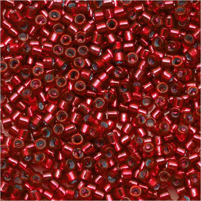 Miyuki Delica Seed Beads, 11/0 Size, Silver Lined Red DB602 (2.5" Tube)