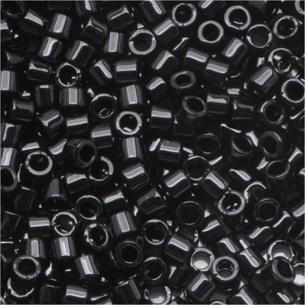 Miyuki Delica Seed Beads, 10/0 Size, Opaque Black DBM10 (10 Grams)