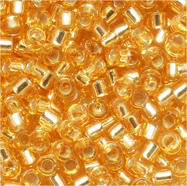 Miyuki Delica Seed Beads, 10/0 Size, Silver Lined Gold DBM42 (10 Grams)