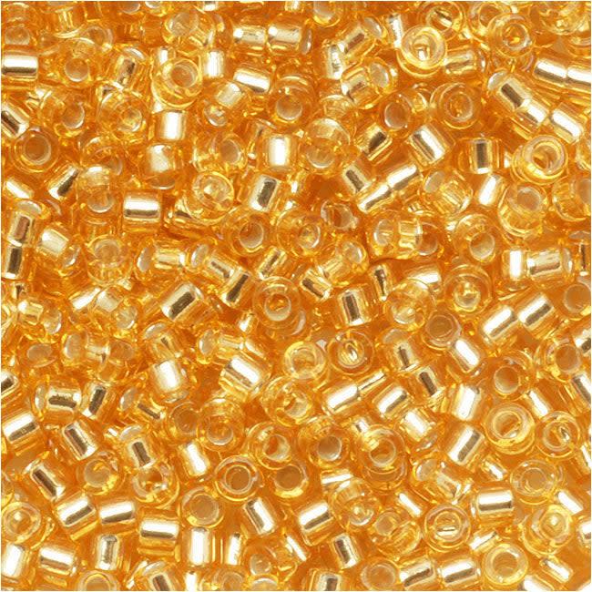 Miyuki Delica Seed Beads, 10/0 Size, Silver Lined Gold DBM42 (10 Grams)