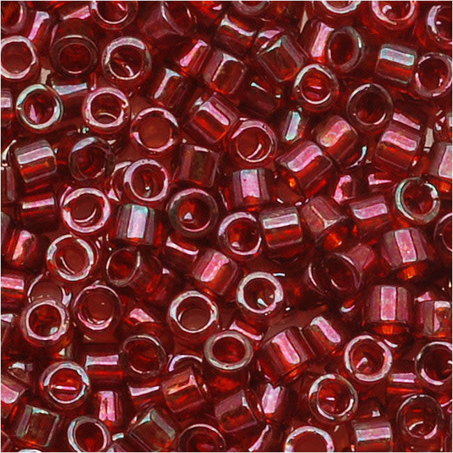 Miyuki Delica Seed Beads, 10/0 Size, Transparent Garnet Gold Luster DBM105 (10 Grams)