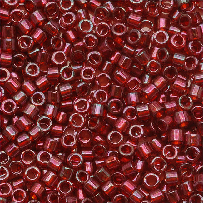 Miyuki Delica Seed Beads, 10/0 Size, Transparent Garnet Gold Luster DBM105 (10 Grams)