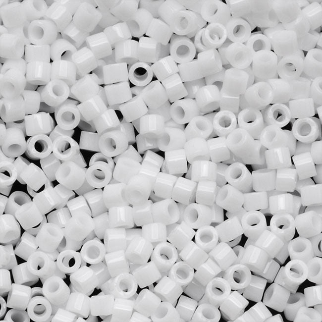 Miyuki Delica Seed Beads, 10/0 Size, Opaque Chalk White DBM200 (10 Grams)