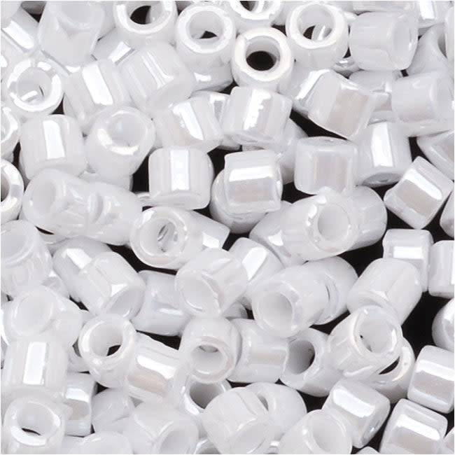 Miyuki Delica Seed Beads, 10/0 Size, Opaque White Pearl DBM201 (10 Grams)