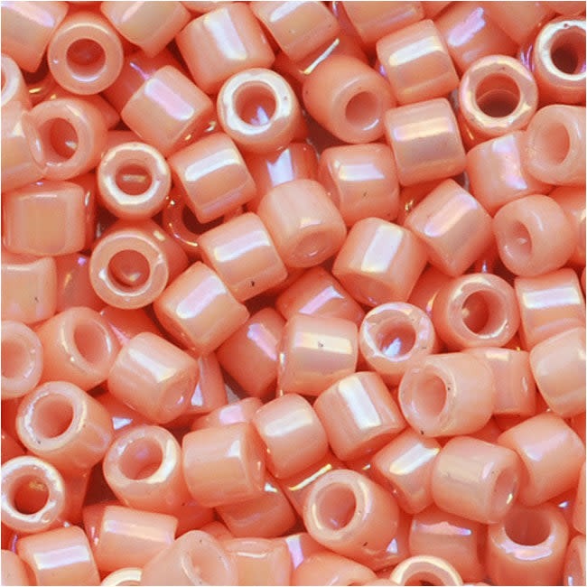 Miyuki Delica Seed Beads, 10/0 Size, Opaque Salmon AB Pink DBM207 (10 Grams)