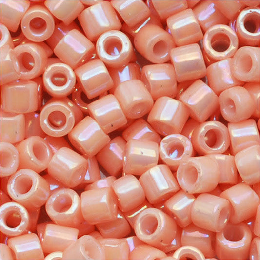 Miyuki Delica Seed Beads, 10/0 Size, Opaque Salmon AB Pink DBM207 (10 Grams)