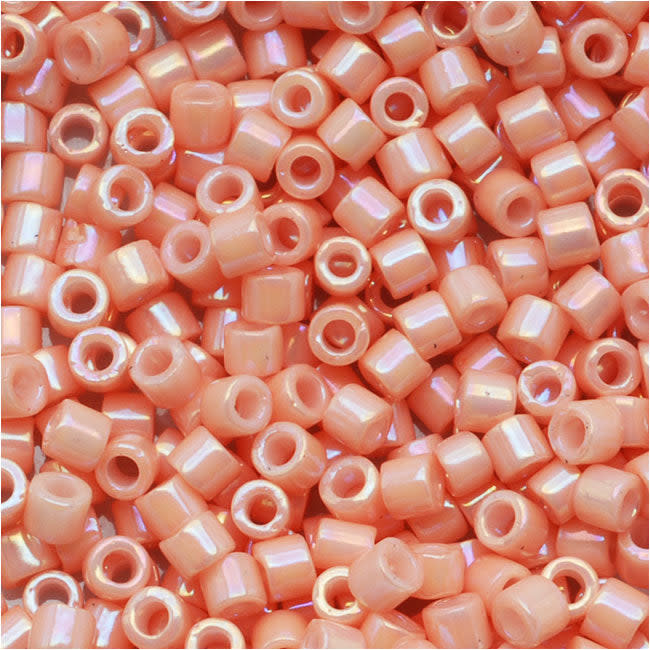 Miyuki Delica Seed Beads, 10/0 Size, Opaque Salmon AB Pink DBM207 (10 Grams)