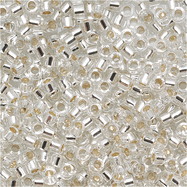 Miyuki Delica Seed Beads, 15/0 Size, Silver Lined Crystal DBS41 (10 Grams)