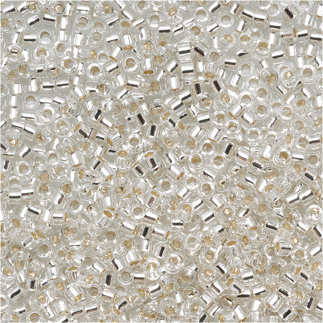 Miyuki Delica Seed Beads, 15/0 Size, Silver Lined Crystal DBS41 (10 Grams)