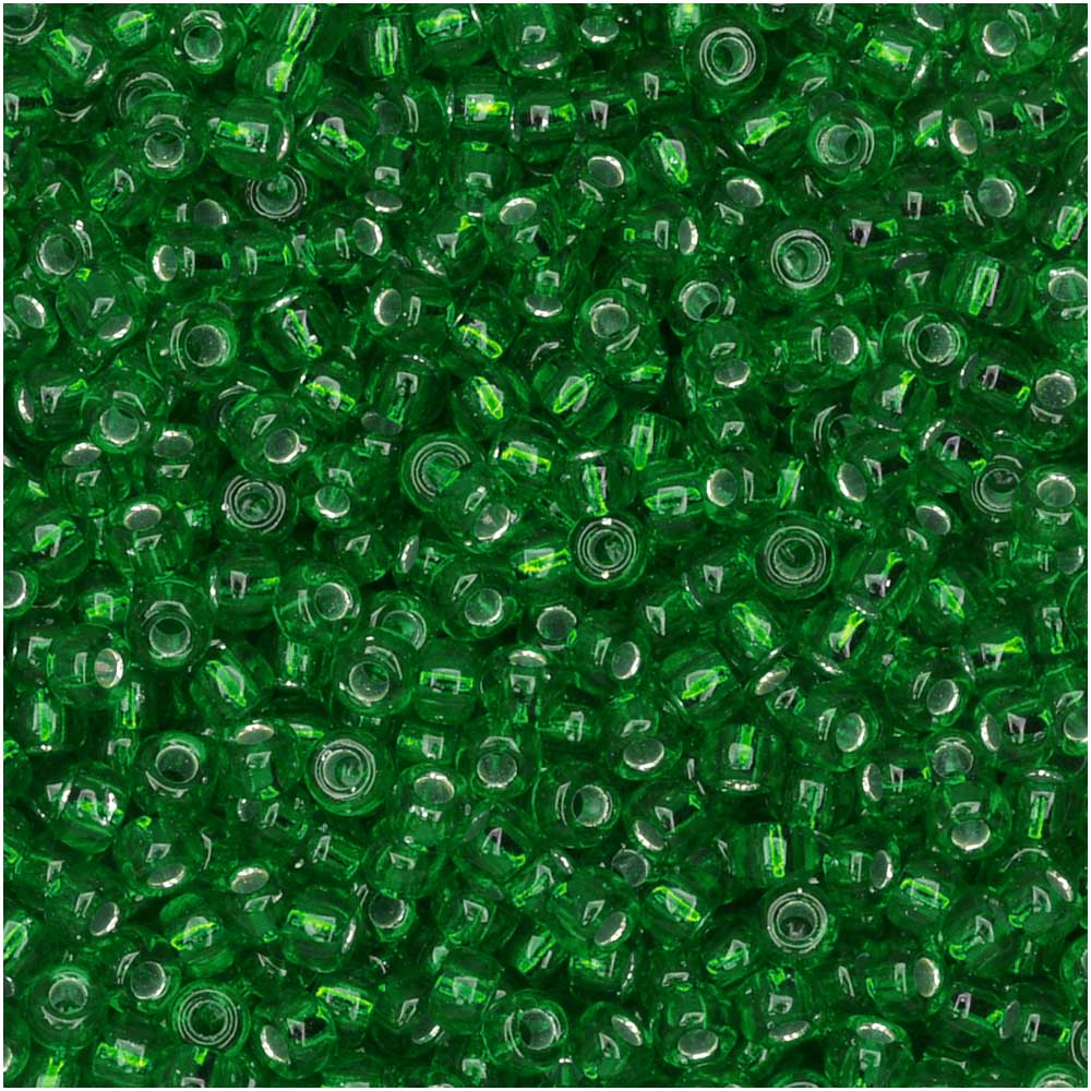 Miyuki Round Seed Beads, 11/0 Size, #16 Silver Lined Green (10 Gram Tube)