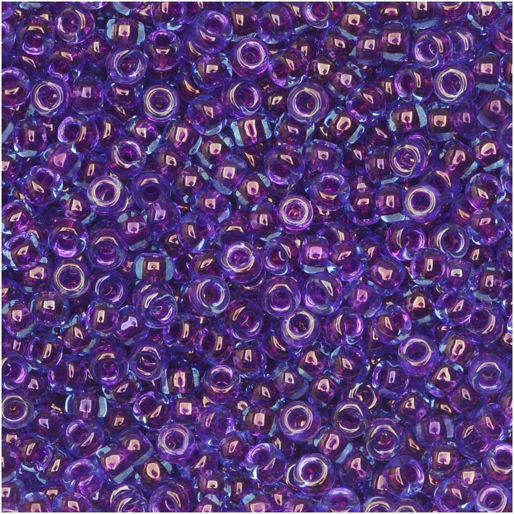 Miyuki Round Seed Beads, 11/0 Size, #352 Purple Lined Aqua (10 Gram Tube)
