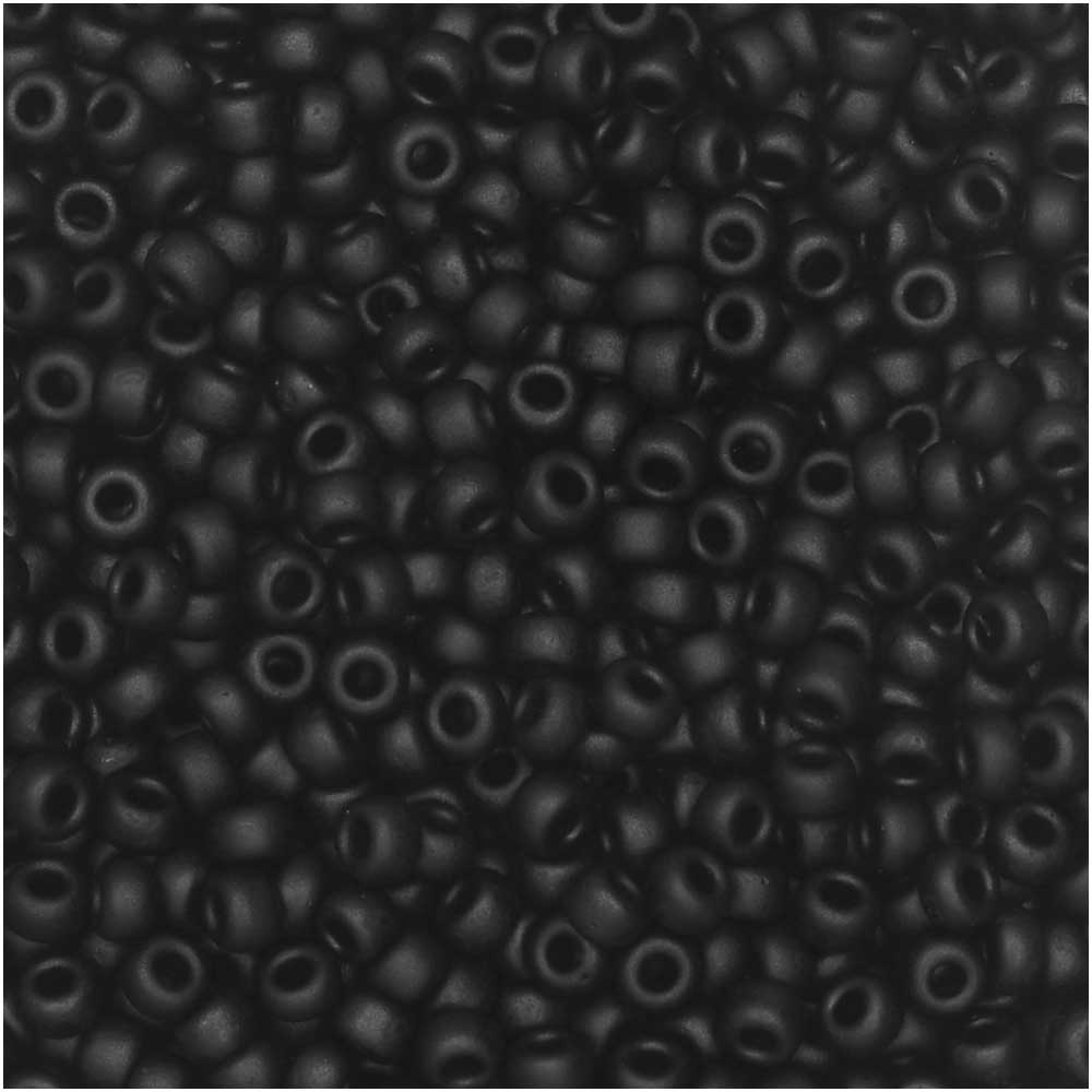 Miyuki Round Seed Beads, 11/0 Size, #401F Matte Black (10 Gram Tube)