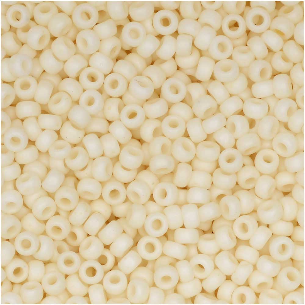 Miyuki Round Seed Beads, 11/0 Size, #2021 Matte Opaque Cream (10 Gram Tube)