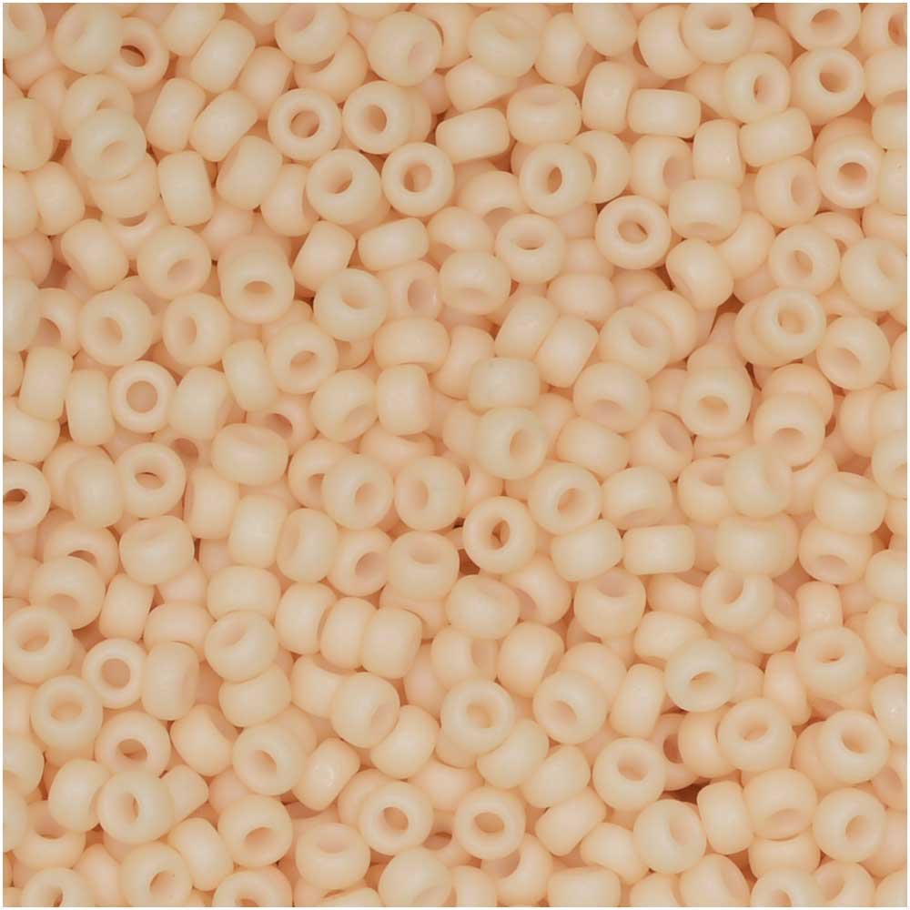 Miyuki Round Seed Beads, 11/0 Size, #2022 Matte Dark Cream (10 Gram Tube)