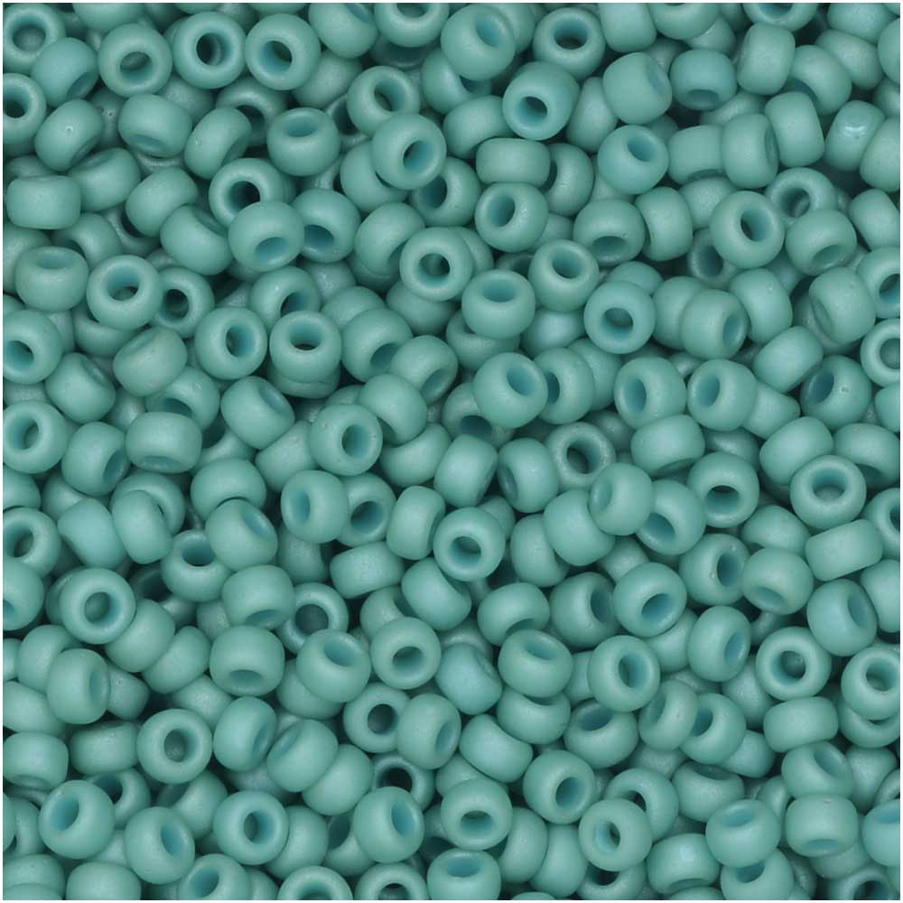 Miyuki Round Seed Beads, 11/0 Size, #2028 Fancy Frosted Pale Seafoam Green (10 Gram Tube)