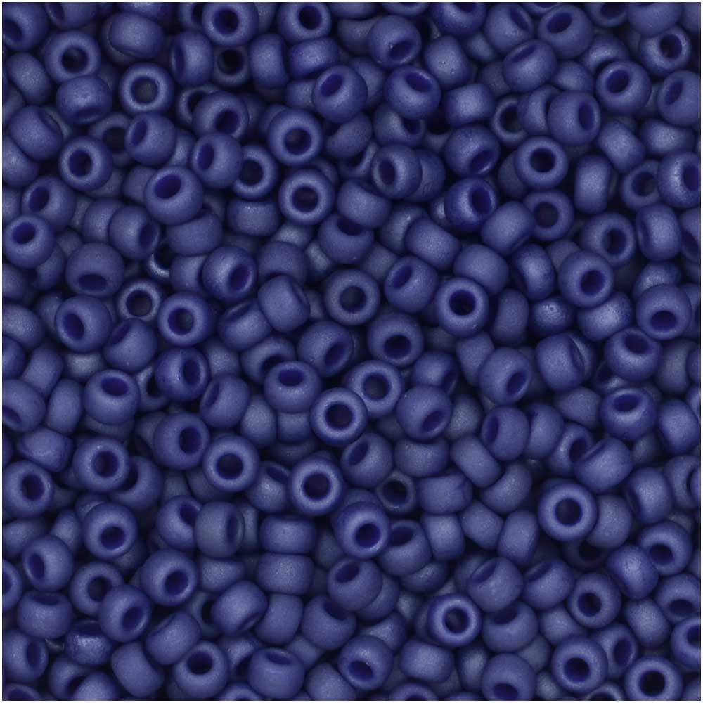 Miyuki Round Seed Beads, 11/0 Size, #2075 Matte Cobalt (10 Gram Tube)