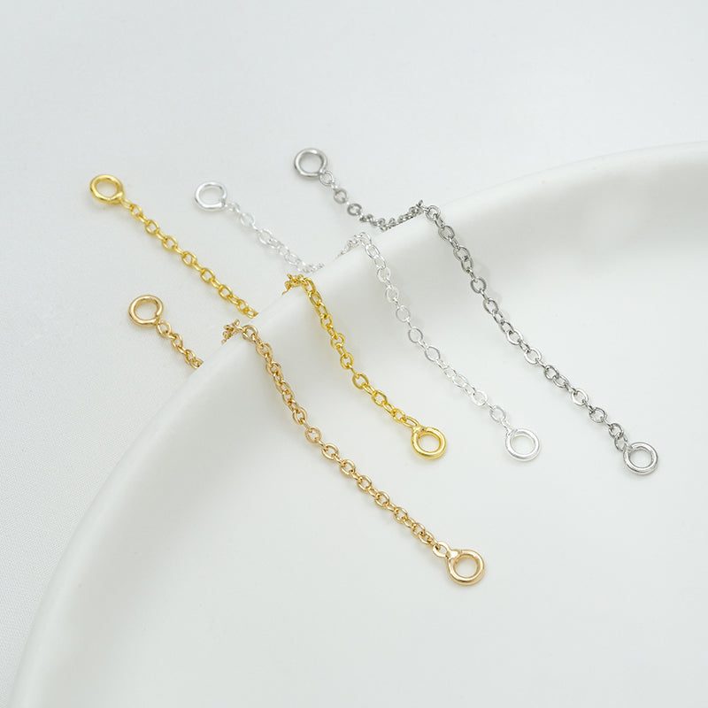 Extender chain, double closed loop, 14k gold &18k gold & white gold & silver