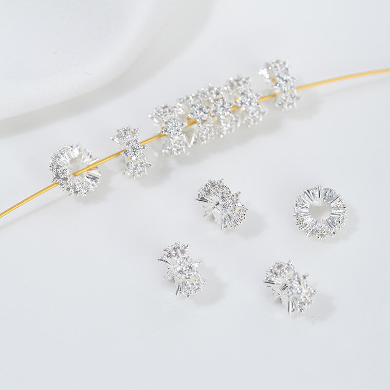 Micro-inlaid zircon 14K gold-plated color-preserving snowflake isolation beads
