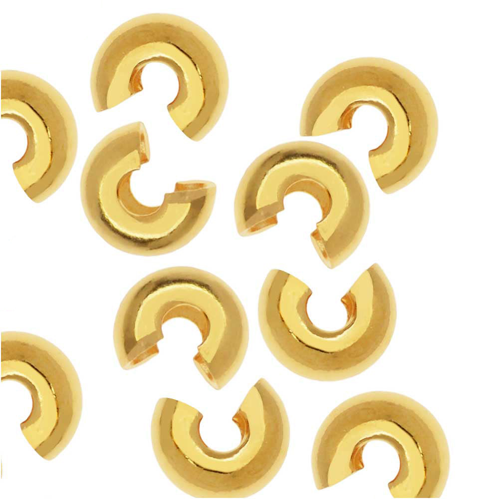 Crimp Bead Covers, 3mm, 18k Gold Plated (10 Pieces)