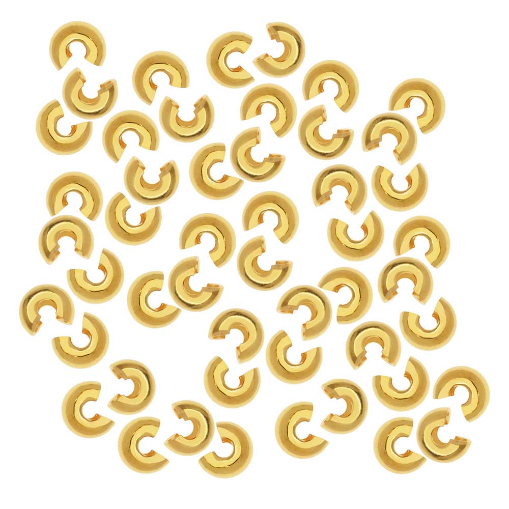 Crimp Bead Covers, 3mm, 18k Gold Plated (10 Pieces)