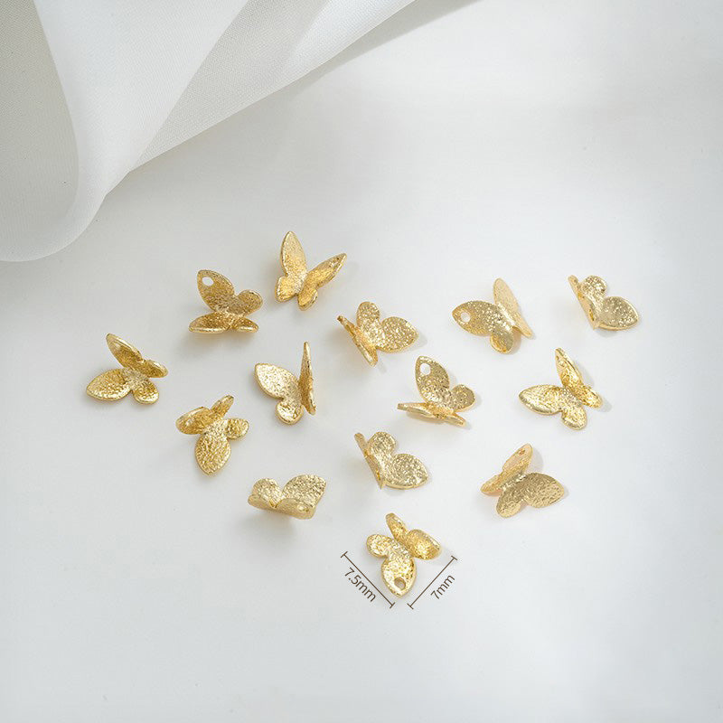 Lobster Clasp Extender Chain, Small butterfly pendant, 14K gold-plated&white gold