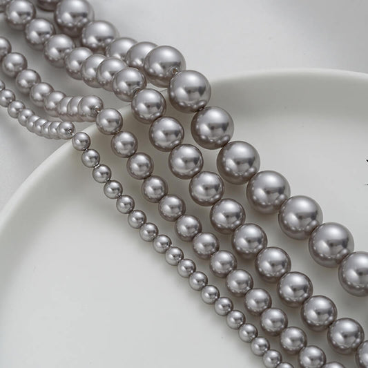 High-gloss white glass imitation pearl round beads necklace